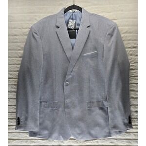 Turetrendy Blazer Mens 3XL Light Gray New Two Button Notch Lapel Textured Jacket